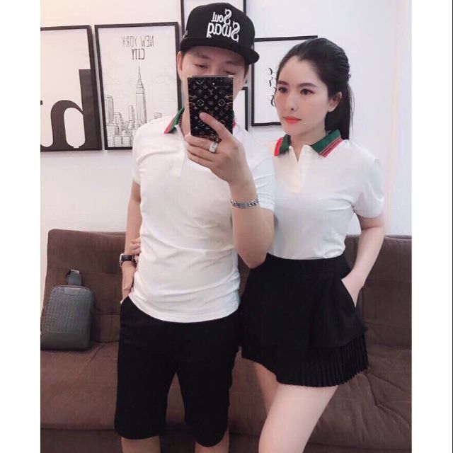 Áo thun đôi cổ bẻ nam & nữ
