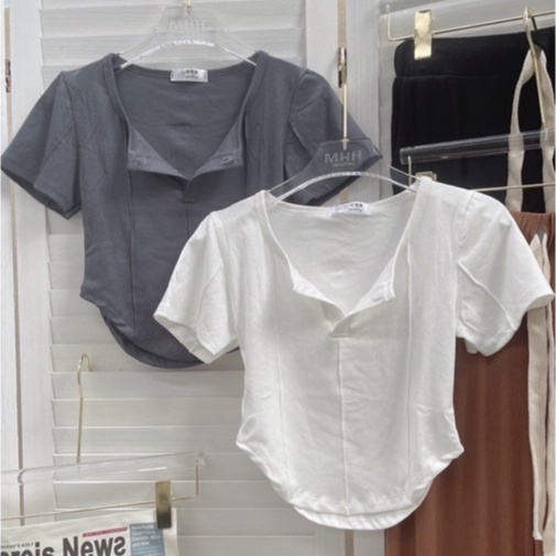 Áo Croptop Vạt Bầu , Áo boby cổ U