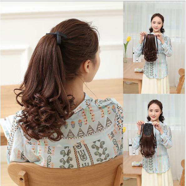 Tóc Giả Cột Xoăn WINA Làm Bằng Tóc Thật TCT-04 dài 35cm [ 100gr ]