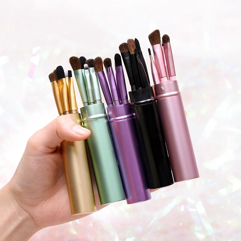 5 Bộ Cọ Trang Điểm Chuyên Nghiệp Tiện Dụng bộ cọ trang điểm gồm cây tặng kèm túi zip Vintage dành cho trang điểm cá nhân và chuyên nghiệp