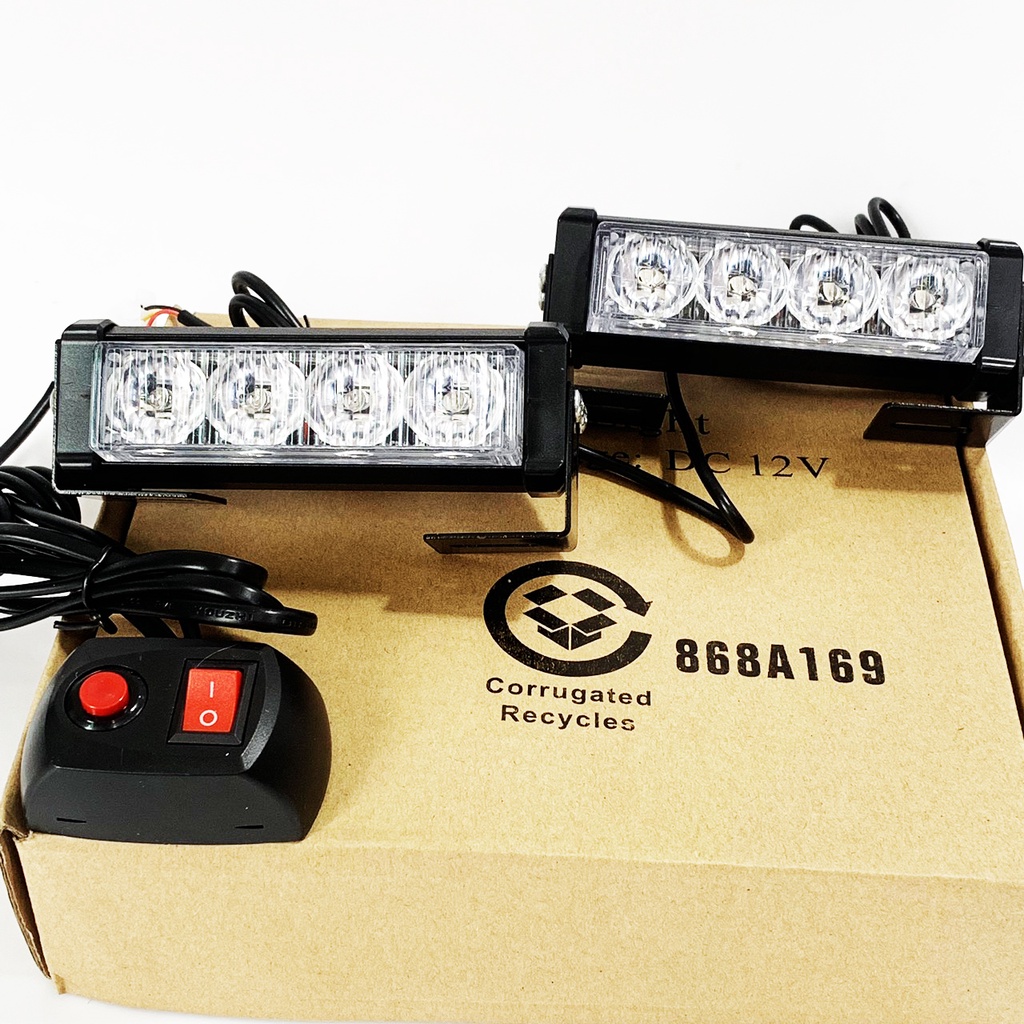 Đèn Led Police Trang Trí Ô Tô 12v 8 Bóng Led- Giá 1 Cặp