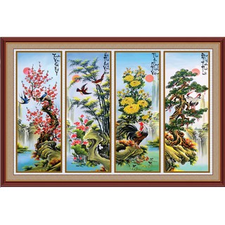 Tranh dán tường  Xuân Hạ Thu Đông UD0110 Kim sa