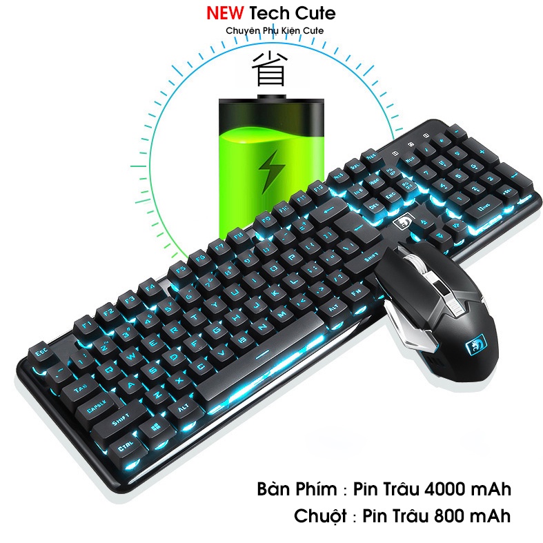 COMBO Bàn Phím Chuột E620 KẾT NỐI KHÔNG DÂY | SIêu phẩm mới chơi GAME  LED sáng ấn tượng | Pin trâu giúp chuột chơi lâu