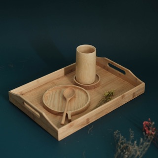 Khay trà gỗ tre - khay gỗ tre decor