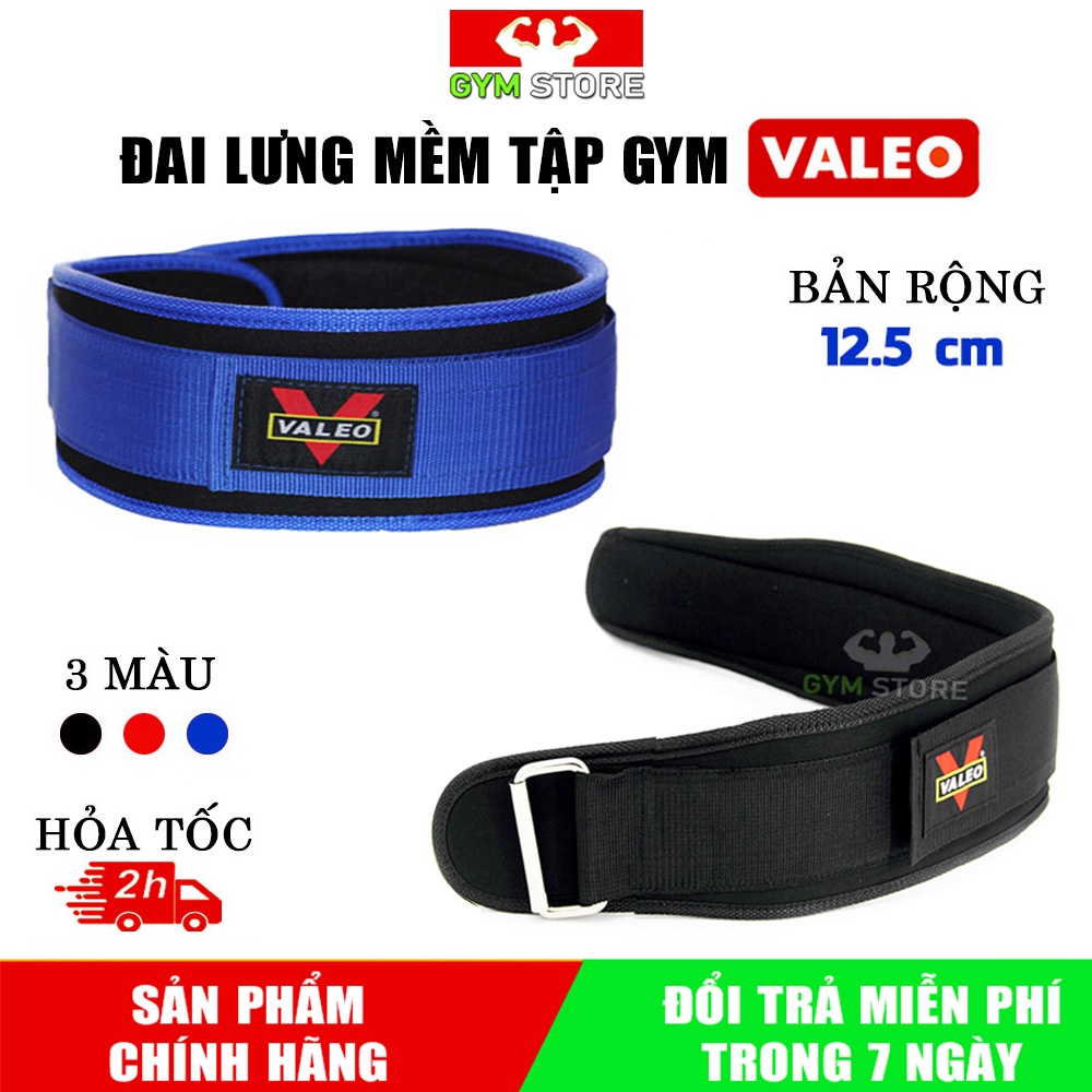 Đai Lưng Mềm Valeo hỗ trợ tập Gym, Gánh tạ, Deadlift - bản 12.5cm