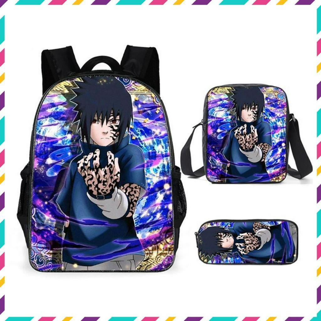 Balo đi học, balo học sinh cấp 1, túi đeo chéo, hộp bút hoạ tiết naruto, sasuke , balo thời trang cho học sinh
