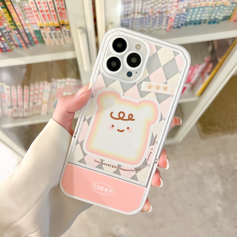 Ốp Điện Thoại Kèm Giá Đỡ Tàng Hình Họa Tiết Hoạt Hình Dễ Thương Cho iphone 13 / 12Promax / 7 / 8 / plus