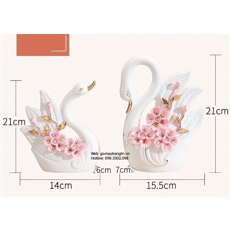 Tượng Đôi Thiên Nga Hạnh Phúc-gây ấn tượng nhờ chất gốm mịn, mượt, đường nét tinh tế và vẻ ngoài sinh động của sản phẩm
