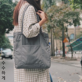 Túi vải canvas Basic Tote Bag - Cúc Craft - Ghi