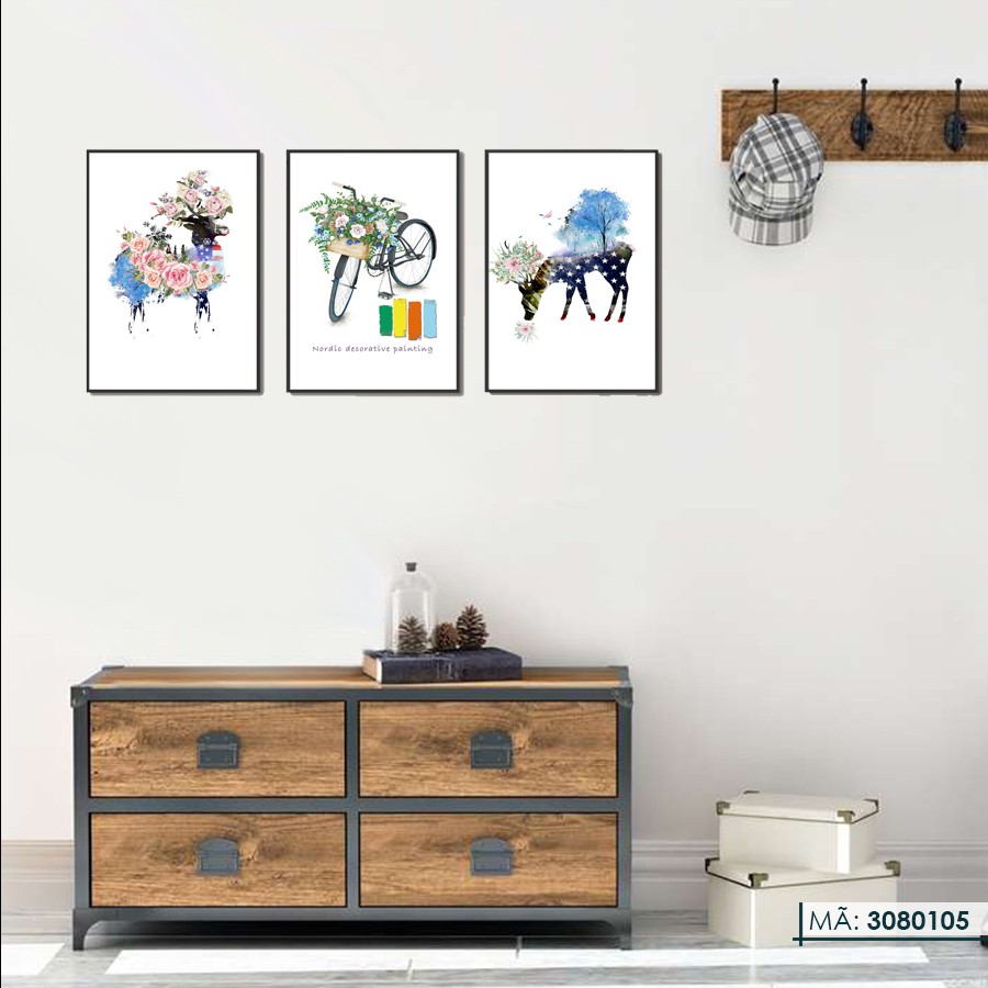 Set bộ 3 tranh canvas treo tường hoạt hình, tranh trang trí phòng khách, phòng ngủ, giá rẻ nhất thị trường, kt:3*40*60cm