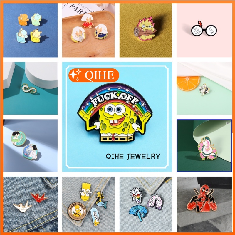 Ghim cài áo QIHE JEWELRY họa tiết hoạt hình anime 32 kiểu dáng dễ thương