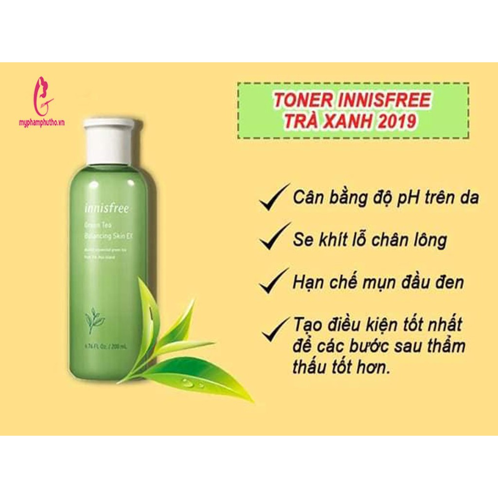 Nước hoa hồng chiết xuất từ trà Xanh Innisfree Green Tea Skin EX 200ml - ADS COSMETIC