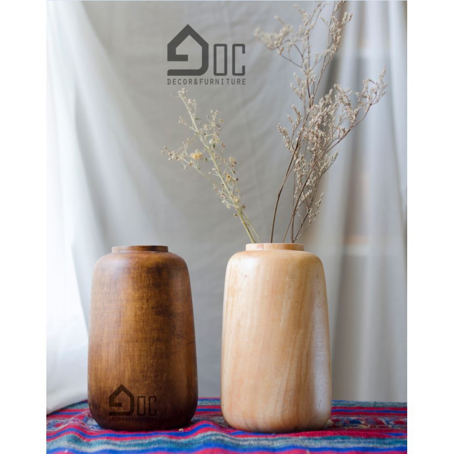 Lọ hoa gỗ, bình hoa gỗ nghệ thuật decor cắm hoa giả, hoa lụa, hoa khô Góc Decor