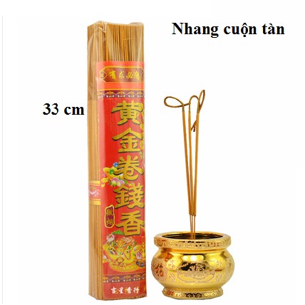 SỈ-Nhang THẦN TÀIcuộn tàn 3XU LOẠI 1 gỗ Đàn Hương 33cm nhũ vàng💮 ít khói rất đẹp