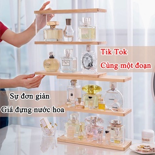 Giá đựng nước hoa không gian lớn để bàn acrylic gỗ trong suốt nghệ thuật chống bụi thời trang Tủ trưng bày Lego
