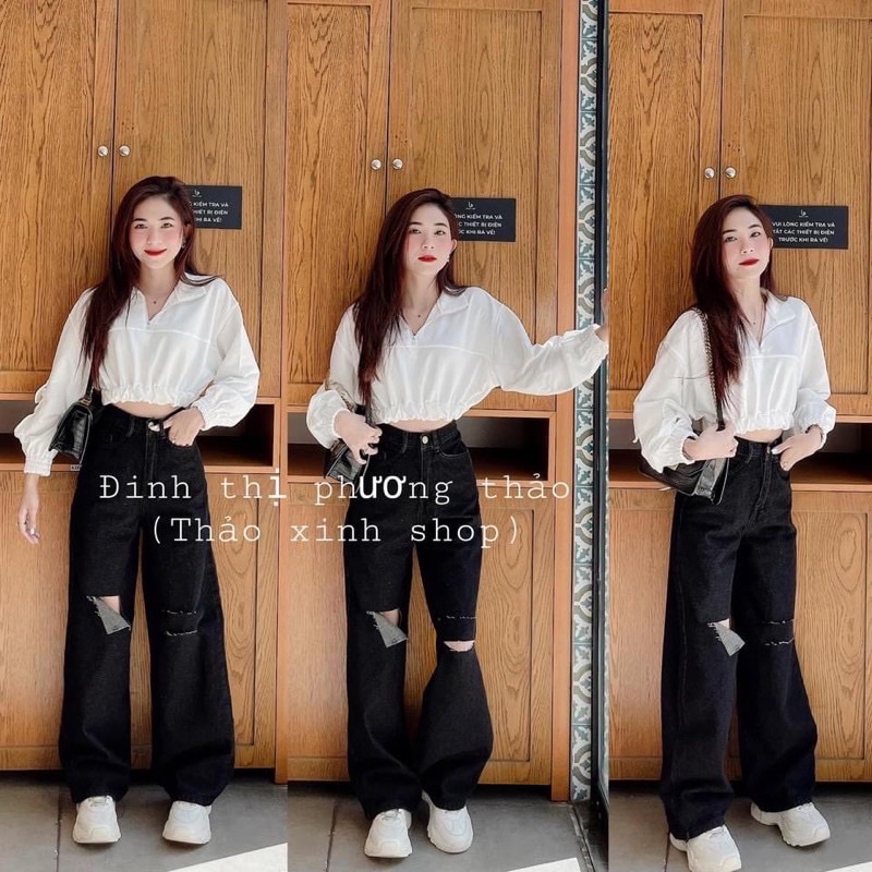 QUẦN ỐNG SUÔNG RÁCH 3 VẠCH XẺ