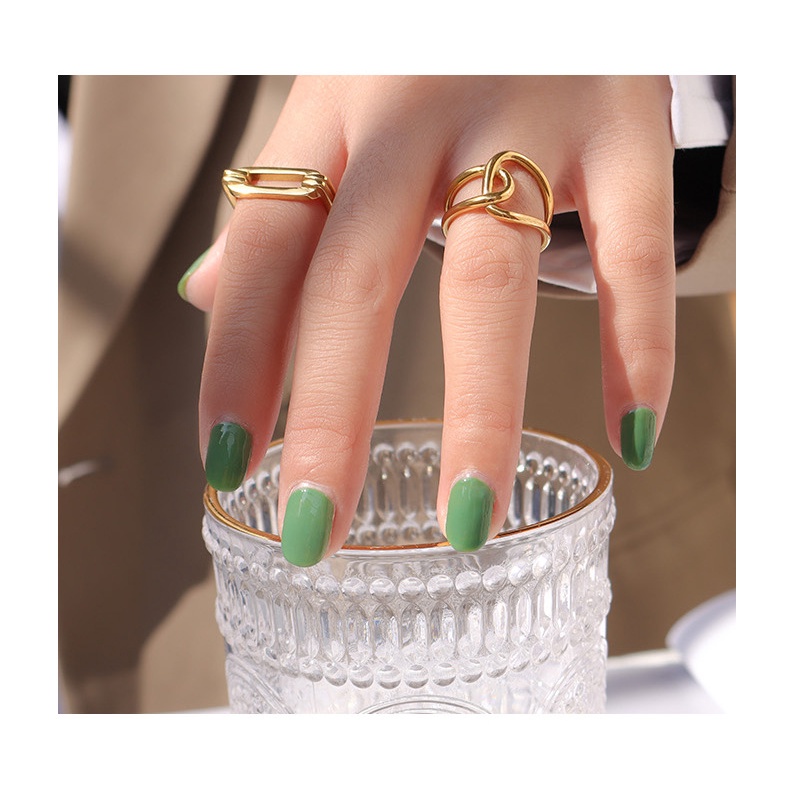 Nhẫn nữ titan 2 vòng lồng nhau kiểu hở sau bản to cá tính không gỉ WR2203