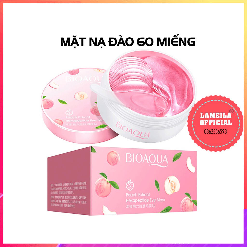  Mặt Nạ Mắt Đào-𝑭𝒓𝒆𝒆𝒔𝒉𝒊𝒑-Mặt nạ mắt 60 miếng Bioaqua P0294