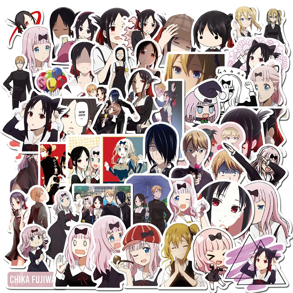 LLOYD Stationery Love Is War Stickers Guitar Decal Stickers Chika Fujwara Stickers Anime 50PCS Suitcase Phone for Girl Car Stickers Kaguya Sama Sticker