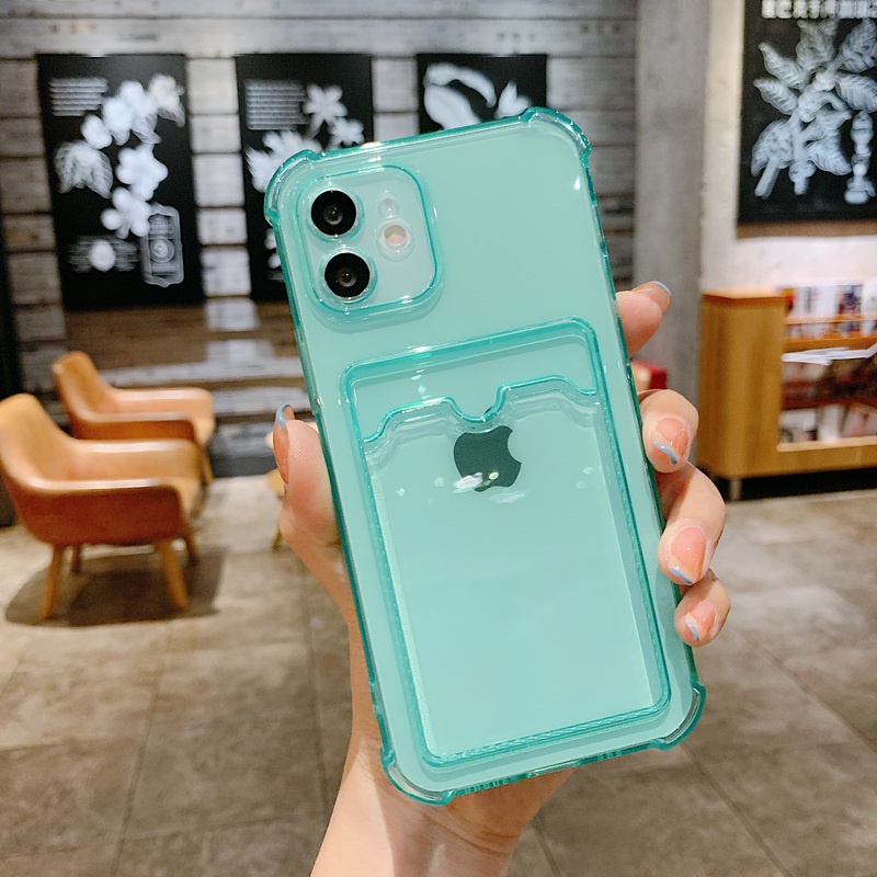 Ốp điện thoại bằng silicon trong suốt kèm ngăn đựng thẻ cho iPhone 13 12 11 Mini Pro Max XR XS MAX X 10 8 7 + SE 2020 | BigBuy360 - bigbuy360.vn