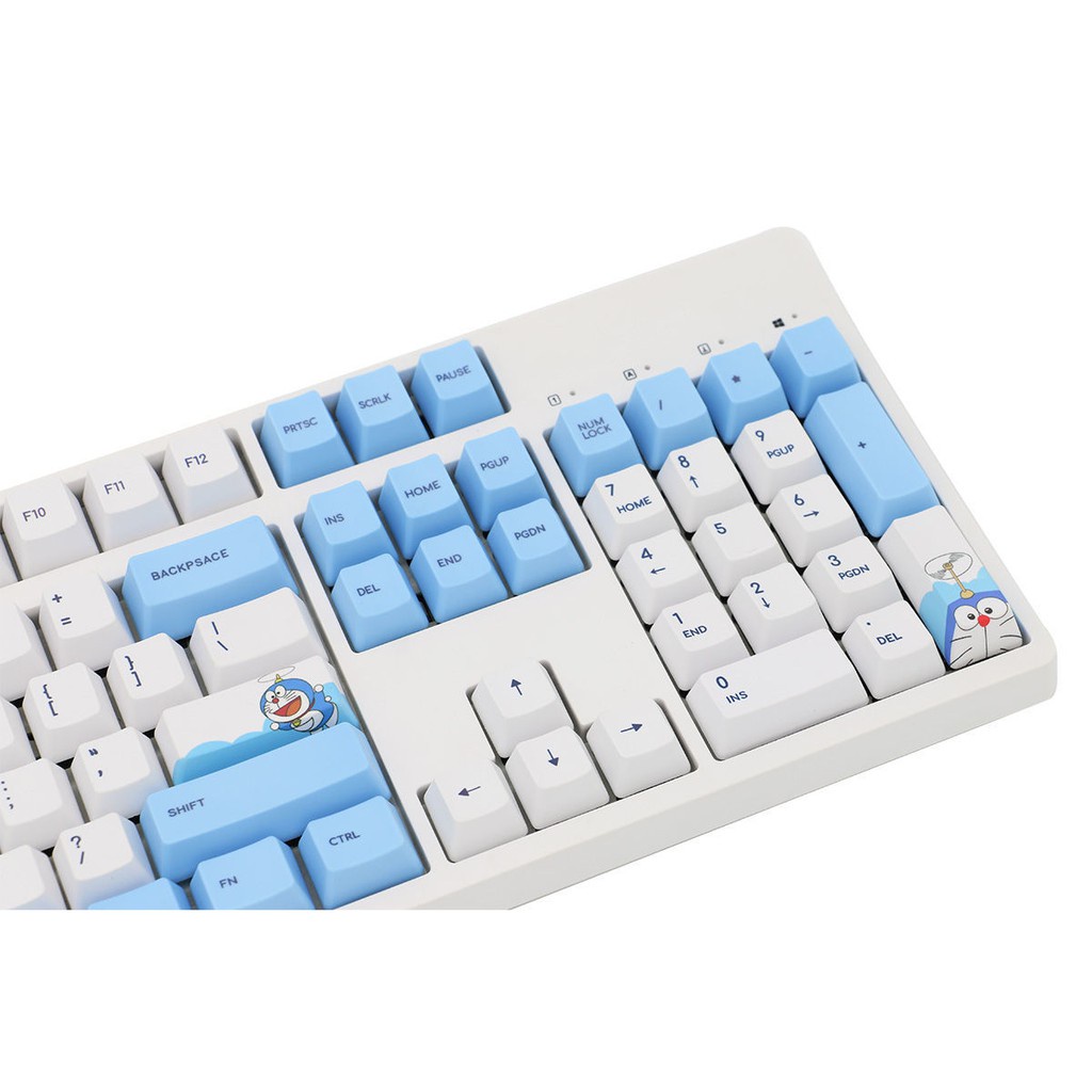 ↂ✾Bàn phím cơ Doraemon màu xanh mèo kêu leng keng thăng hoa PBT keycap 104IKBC108 / 87 Big Filco