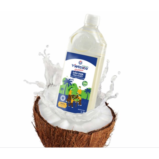 Vietcoco- Dầu dừa ép lạnh hữu cơ chai 1L