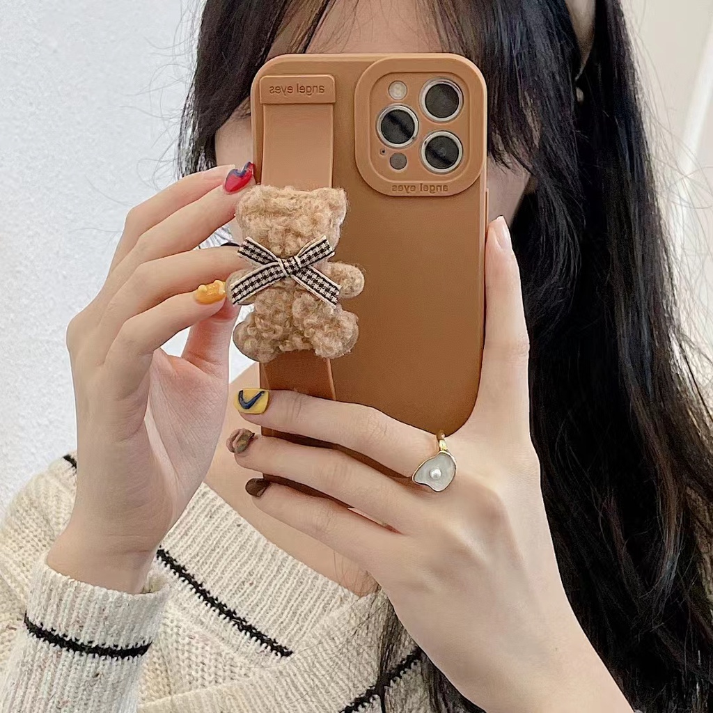 Ốp Điện Thoại Hình Gấu Bông Có Dây Đeo Cho iPhone 7 8 Plus X XS XR 11 12 13 14 pro max