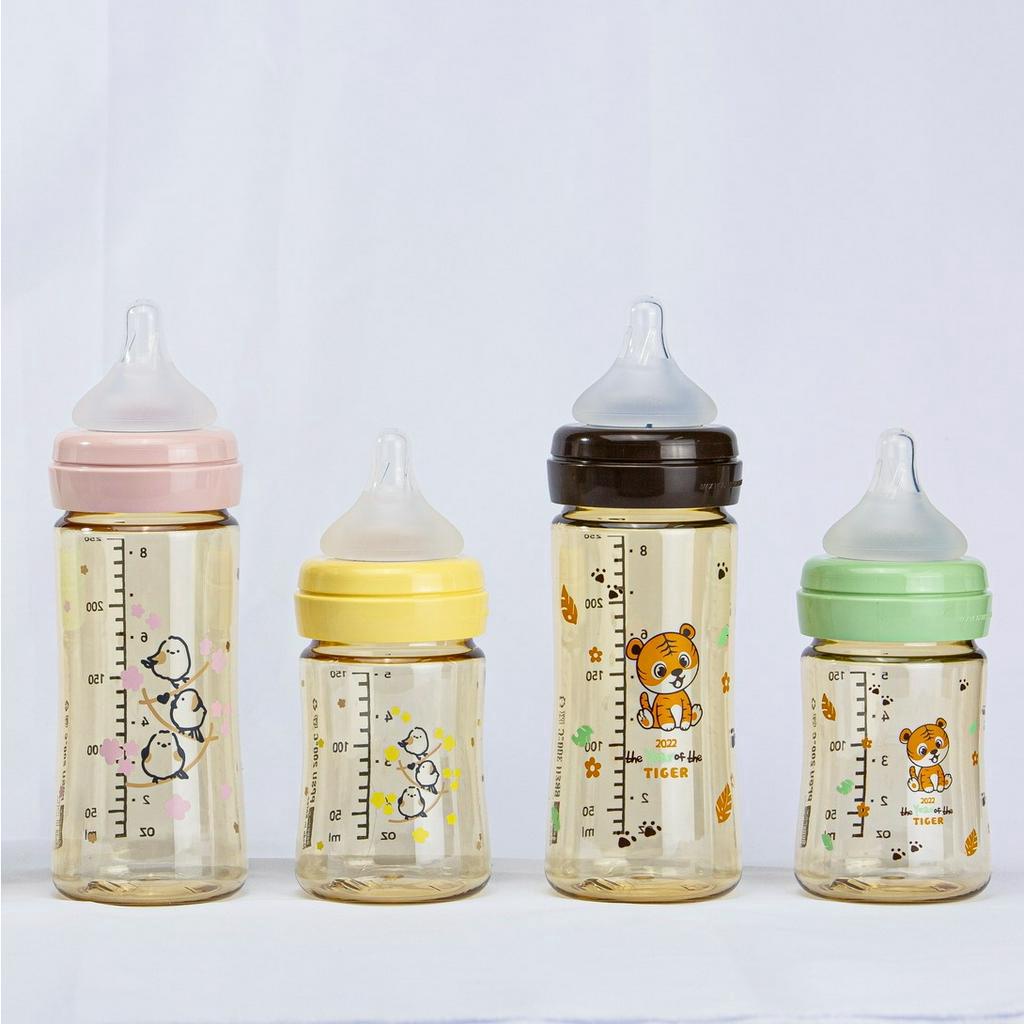Bình sữa Bebepick mẫu Hổ Nâu núm ti silicone size 150ml - 250ml