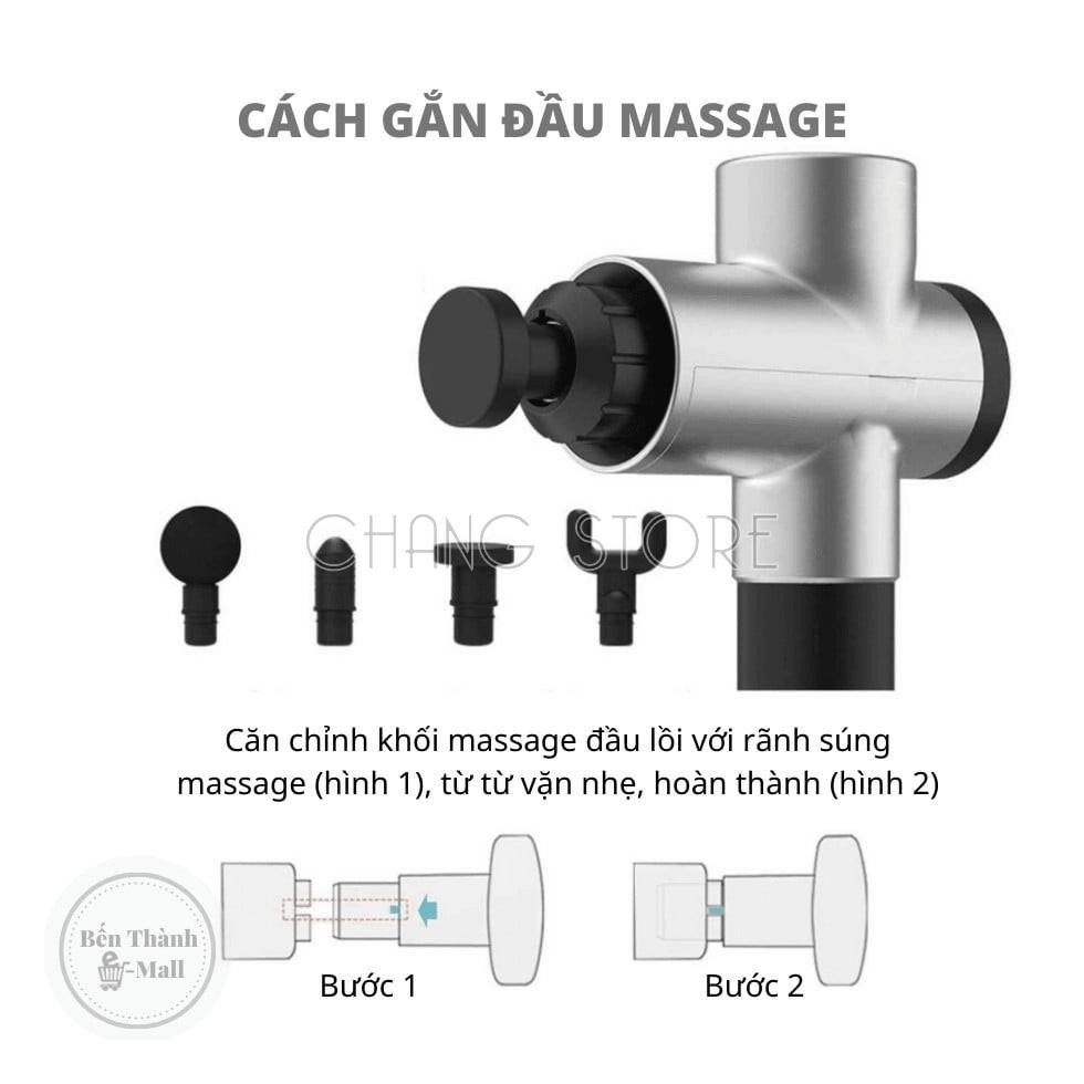 Máy Massage Cầm Tay Fascial Gun, Súng Massage 4 Đầu 6 Chế Độ Fascial Giảm Căng Cơ, Trị Nhức Mỏi Vai Gáy