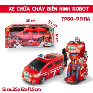 Xe Ô Tô Captain Biến Hình Robot Phát Nhạc Dùng Pin