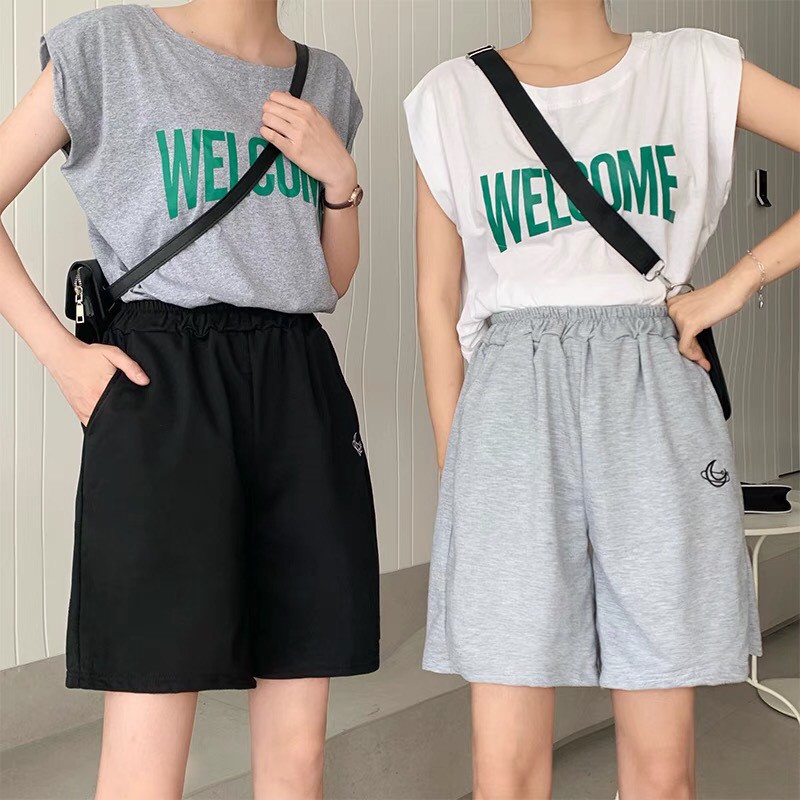 Quần đùi trơn / quần short thể thao form rộng unisex_G.A.O Fashion