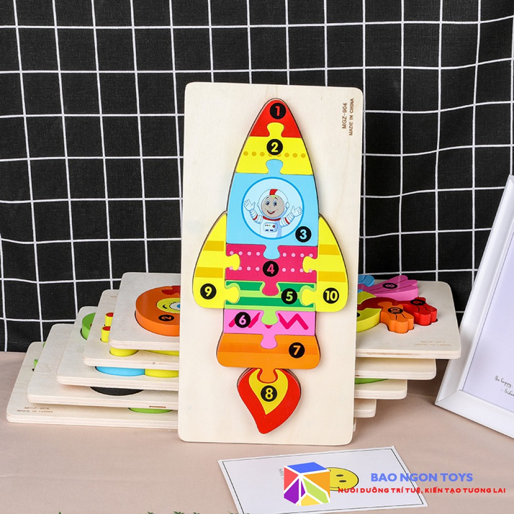ĐỒ CHƠI GHÉP HÌNH THEO SỐ THỨ TỰ MONTESSORI GIÚP BÉ RÈN LUYỆN TƯ DUY VÀ LÀM QUEN CÁC CON SỐ- BAO NGON TOYS