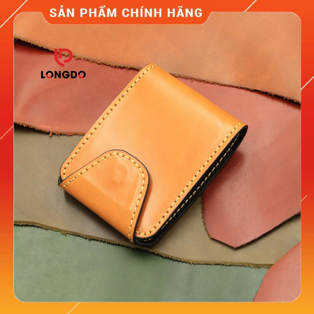 Ví Sen 5 Cao Cấp - Cam Kết 100% Da Bò Thật - Bóp Nam Mini Màu Vàng Bò Hàng Chính Hãng Thương Hiệu Longdo Leather