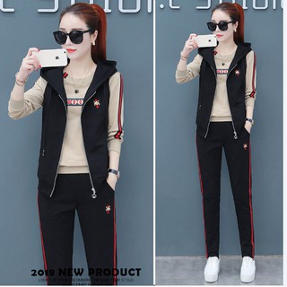 Sét 3 bộ đồ thể thao nữ thu đông COOL gồm: áo khoác, áo thun, quần