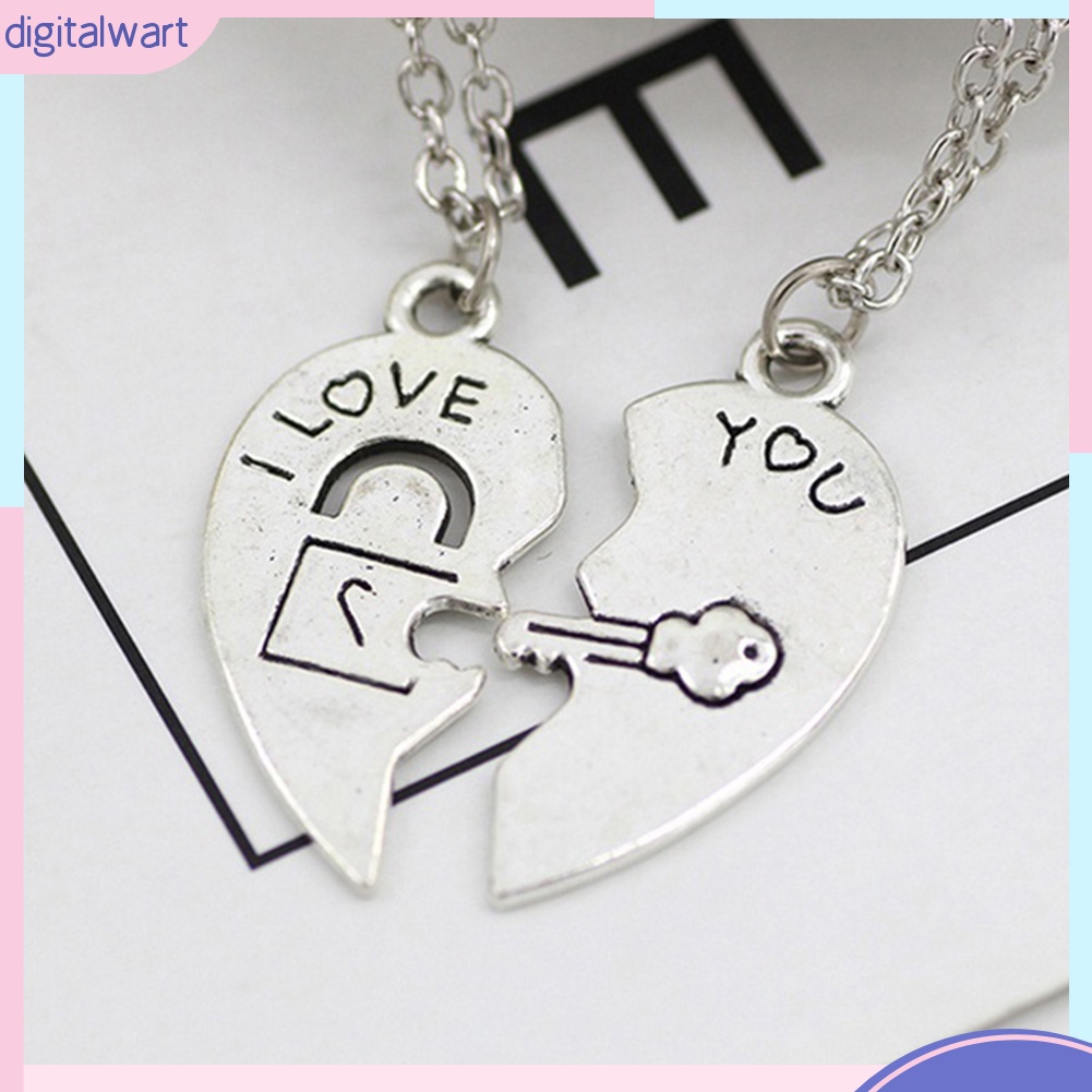 Dây Chuyền Mặt Trái Tim Có Chìa Khóa Khắc Chữ I Love You Độc Đáo Cho Cặp Đôi
