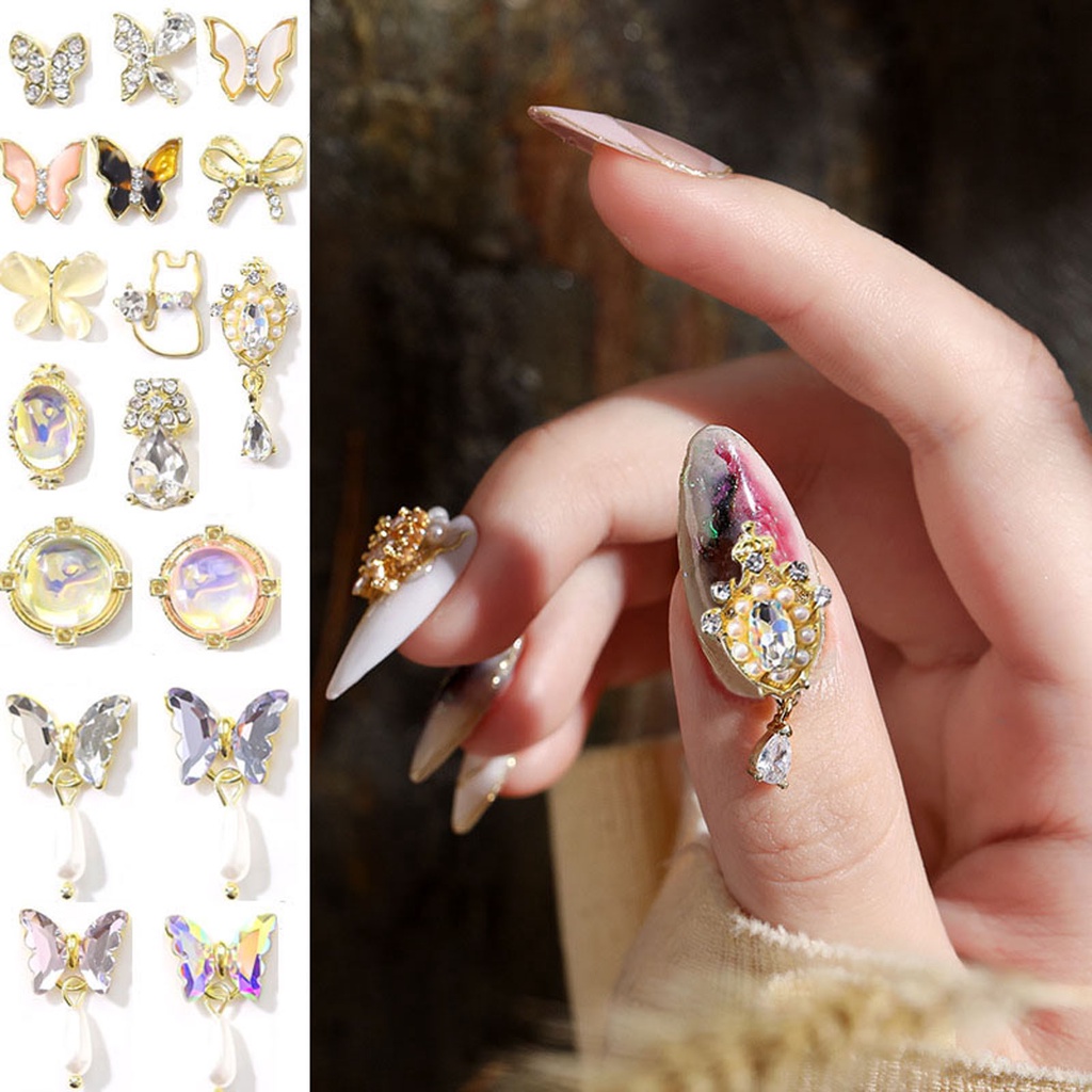 [Hàng mới về] Set 10 Phụ Kiện Trang Trí Móng Tay Hình Bướm 3D Độc Đáo