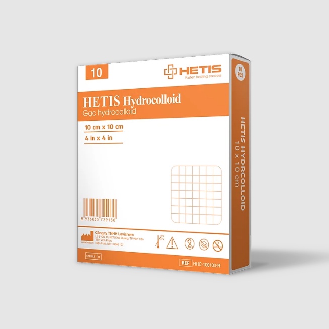 Băng gạc HETIS Hydrocolloid thấm hút dịch, loại bỏ mô chết, ngăn ngừa sẹo