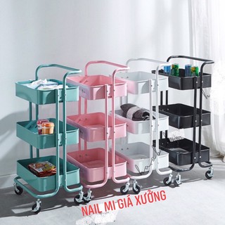 Kệ xe đẩy,Kệ xe 3 tầng”đựng đồ Nail-Mi-Phun xăm-spa siêu tiên lợi chất lượng cao cấp bền Bỉ
