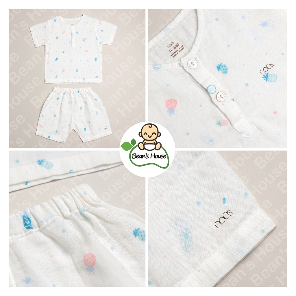 Bộ Nous vải xô cho bé sơ sinh