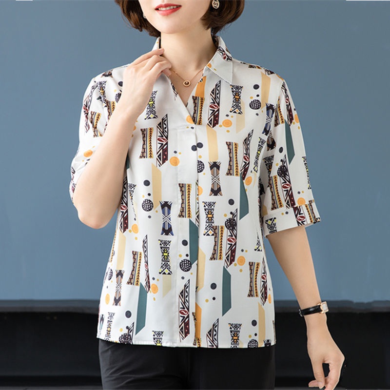 Áo Sơ Mi chiffon Tay Ngắn Thời Trang Mùa Hè Dành Cho Phụ Nữ Trung Niên