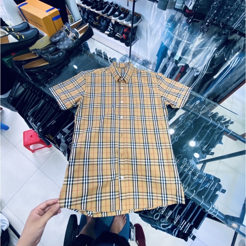 Áo sơ mi nam ngắn tay kẻ sọc, Áo sơ mi nam thời trang hàn quốc btshop từ 45 đến 75 kg