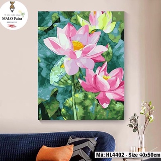 Tranh sơn dầu số hoá tự tô màu Tranh hoa sen