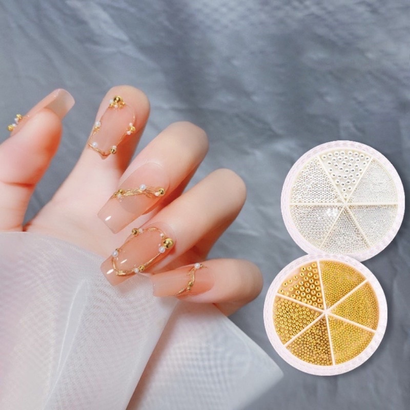 Bi nail trang trí móng vàng bạc mix size 6 ô- Cheap Nail