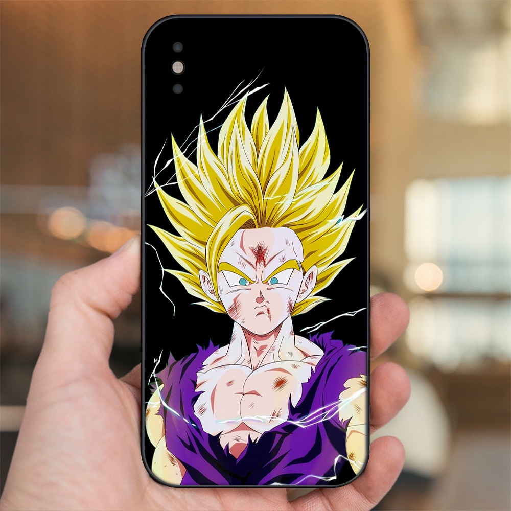 Ốp lưng iPhone Xs Max dẻo đen cạnh vuông in hình Gohan Dragon Ball