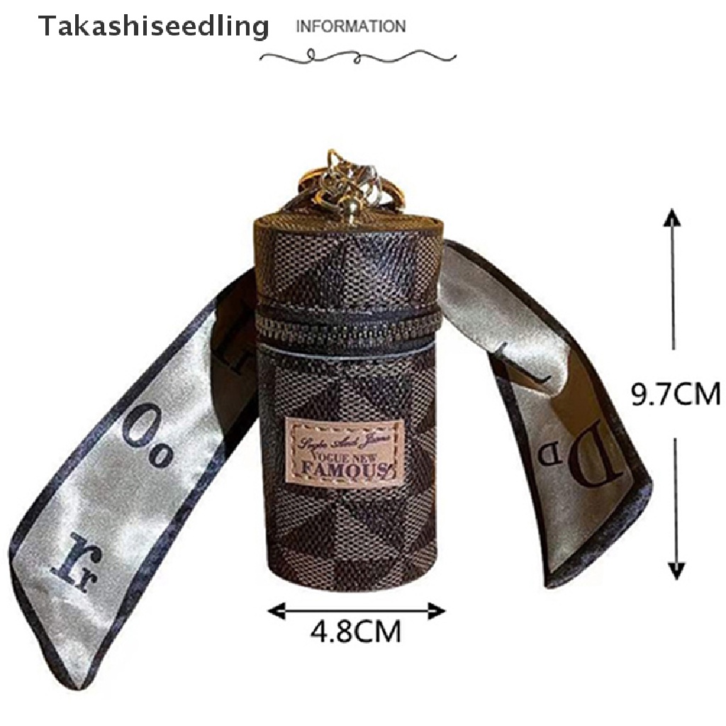 Móc khóa kèm túi xách bằng da đựng son môi sang trọng cho nữ