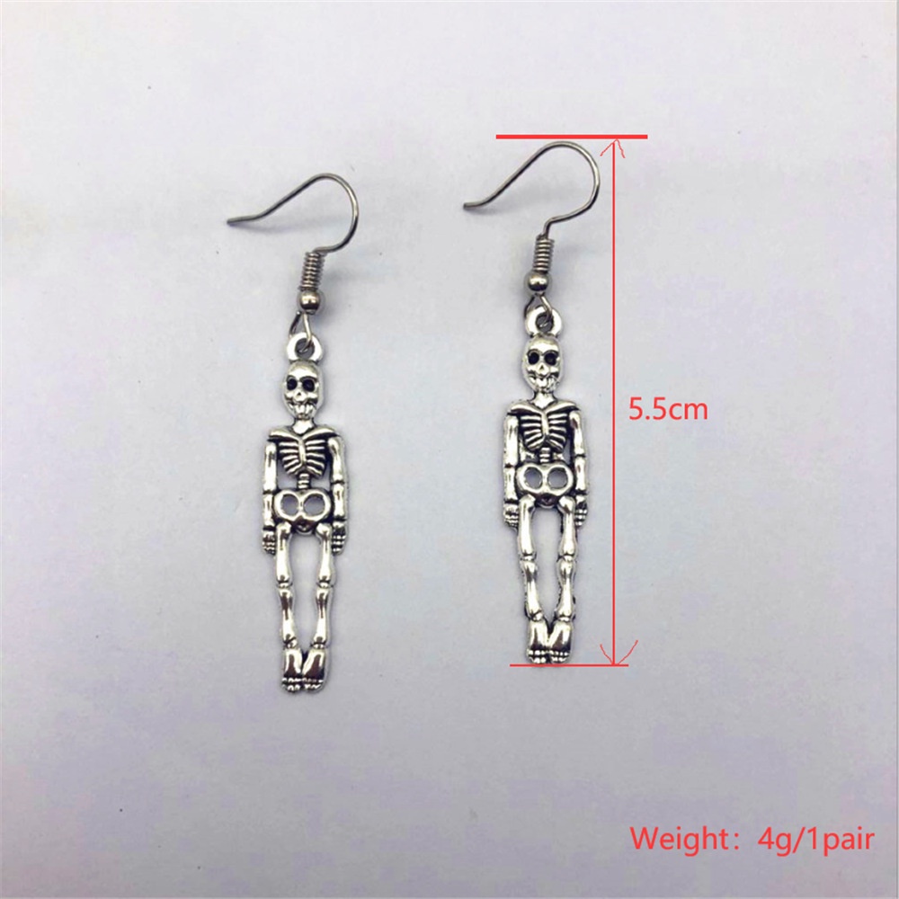 Khuyên Tai Thả Hình Bộ Xương Phong Cách Tối Màu Phong Cách Halloween Cho Nam Và Nữ