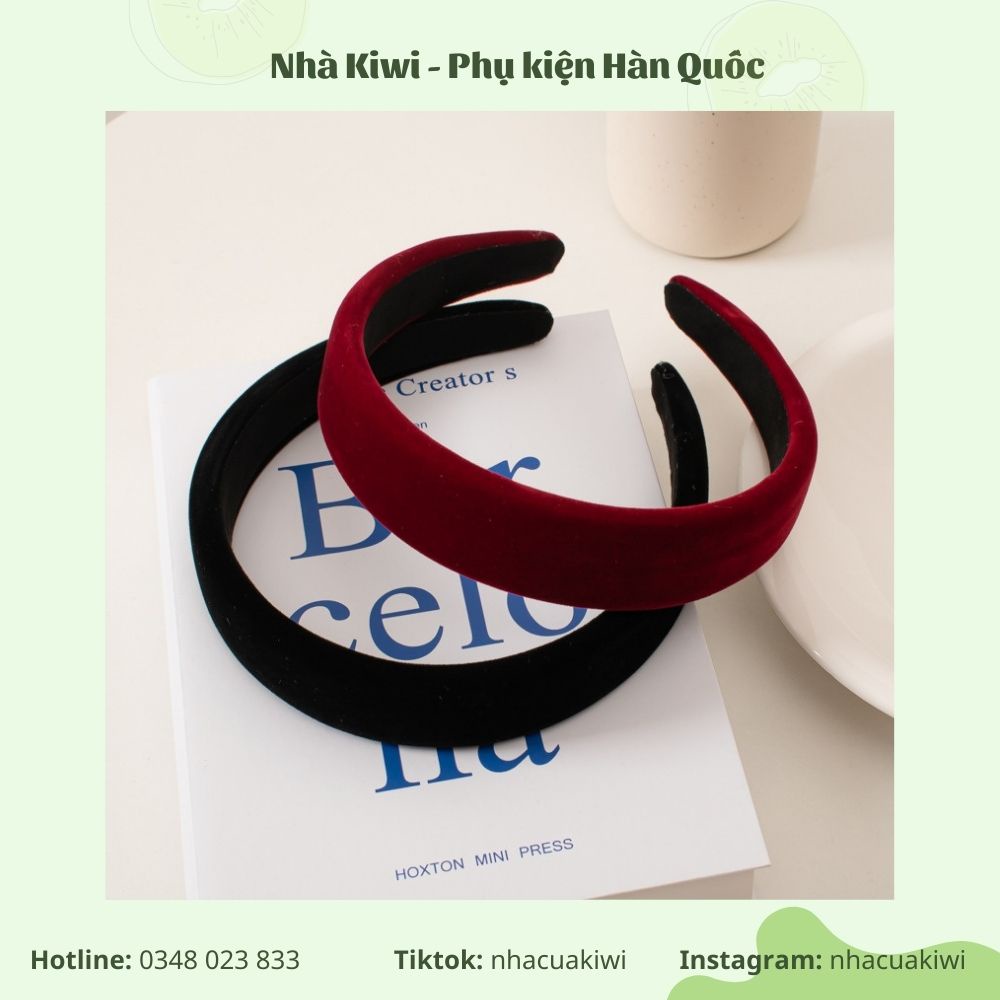 Băng đô cài tóc nhung bản dẹp phong cách sang trọng