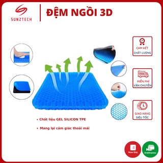 Đệm ngồi 3D cao cấp, nệm lót ghế gel tổ ong thoáng khí, bảo vệ cột sống dành cho người hay ngồi làm việc