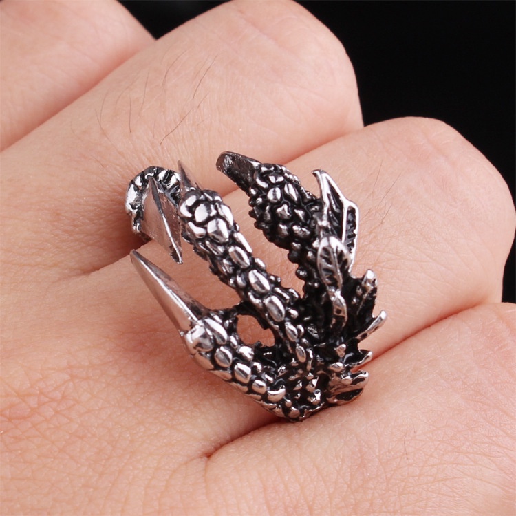 Nhẫn Hở Hình Móng Vuốt Rồng Bằng Thép Không Gỉ Phong Cách Punk Dành Cho Nam