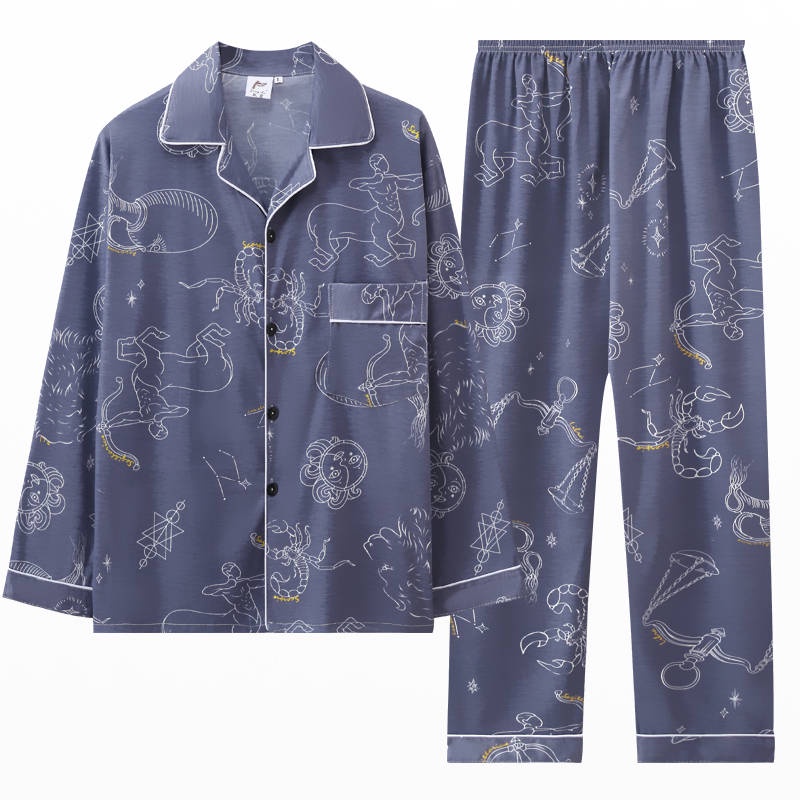 Set đồ ngủ mặc ở nhà vải cotton dài tay họa tiết hoạt hình thời trang xuân thu cho nam